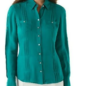 WHBM 100% Silk Blouse, Teal Color